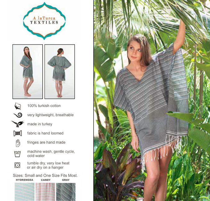 Made from 100% Turkish Cotton, this lightweight, breathable fabric is hand woven by local artisans. Pair it with leggings or jeans and make it fun or just wear it as is over shorts as a chic shirt or over the bathing suit as a cover-up. Can be worn off-shoulder or V-neck. Features fun looking hand-tied fringes that add a whimsical look to the overall look. 