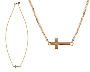 Necklace - Camden Cross Necklace with diamond center - Gold