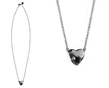 Necklace - Heart Necklace with Diamond - Silver